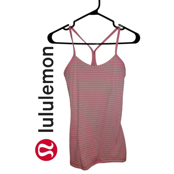 Lululemon Pink Stripe Power Y Tank - Picture 1 of 7